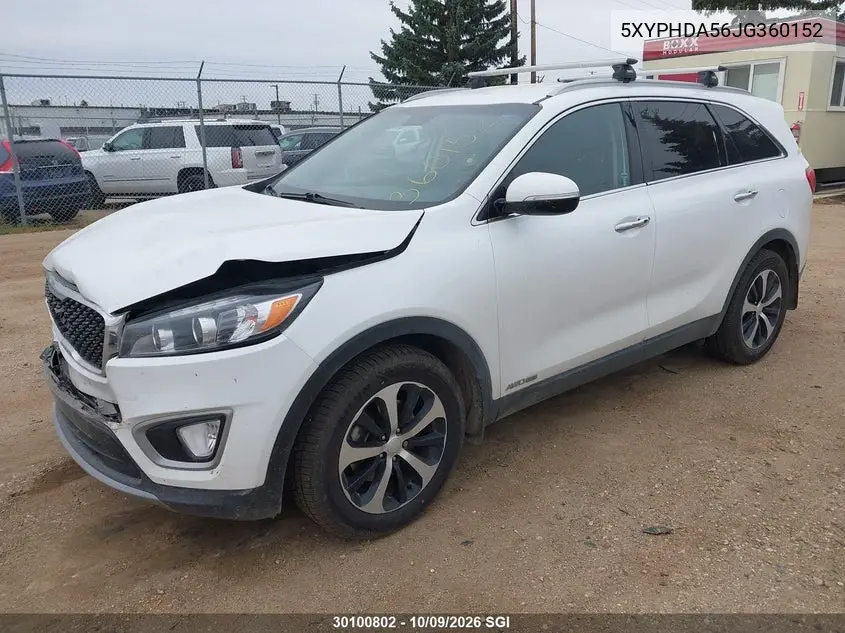 2018 KIA SORENTO VIN 5XYPHDA56JG360152 — фото 2