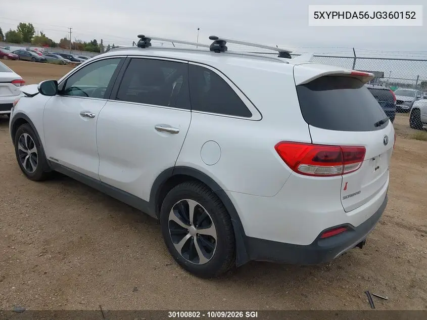 2018 KIA SORENTO VIN 5XYPHDA56JG360152 — фото 3