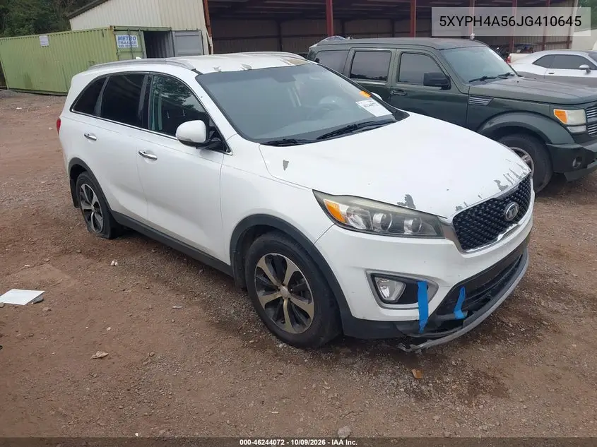 KIA SORENTO 2018, VIN 5XYPH4A56JG410645