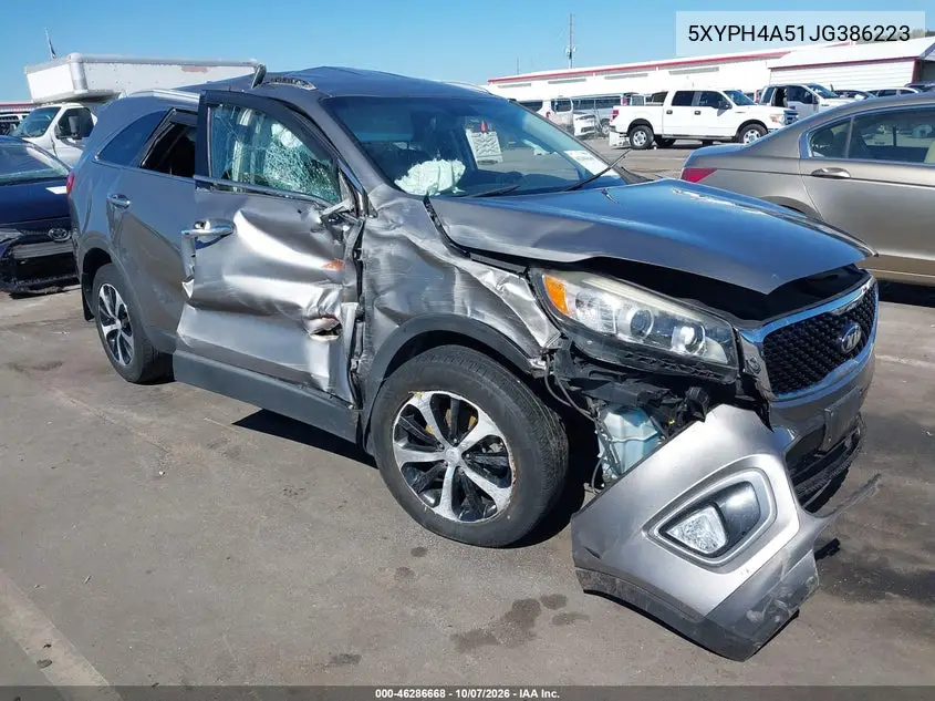 KIA SORENTO 2018, VIN 5XYPH4A51JG386223