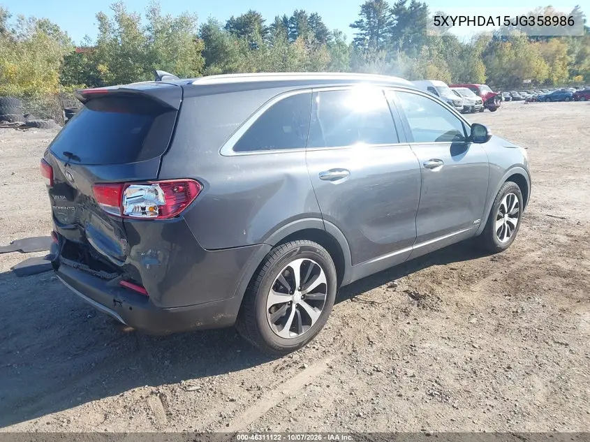 2018 KIA SORENTO VIN 5XYPHDA15JG358986 — фото 4