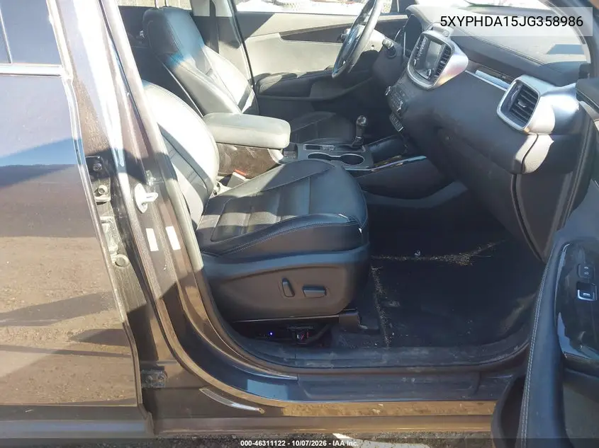 2018 KIA SORENTO VIN 5XYPHDA15JG358986 — фото 5