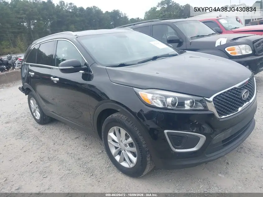 KIA SORENTO 2018, VIN 5XYPG4A38JG430834