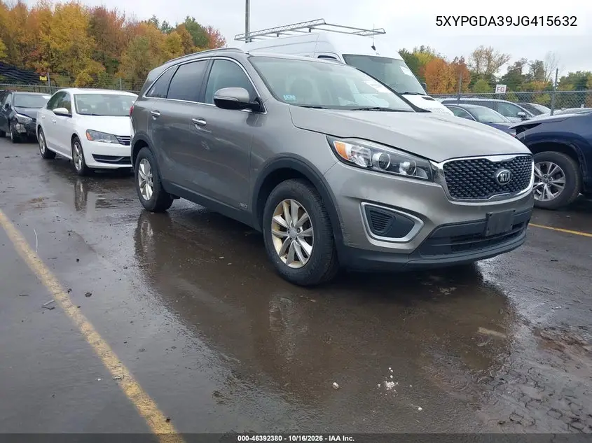 KIA SORENTO 2018, VIN 5XYPGDA39JG415632
