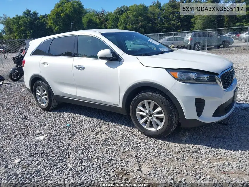 KIA SORENTO 2019, VIN 5XYPGDA3XKG535117