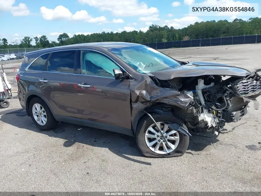 KIA SORENTO 2019, VIN 5XYPG4A38KG554846