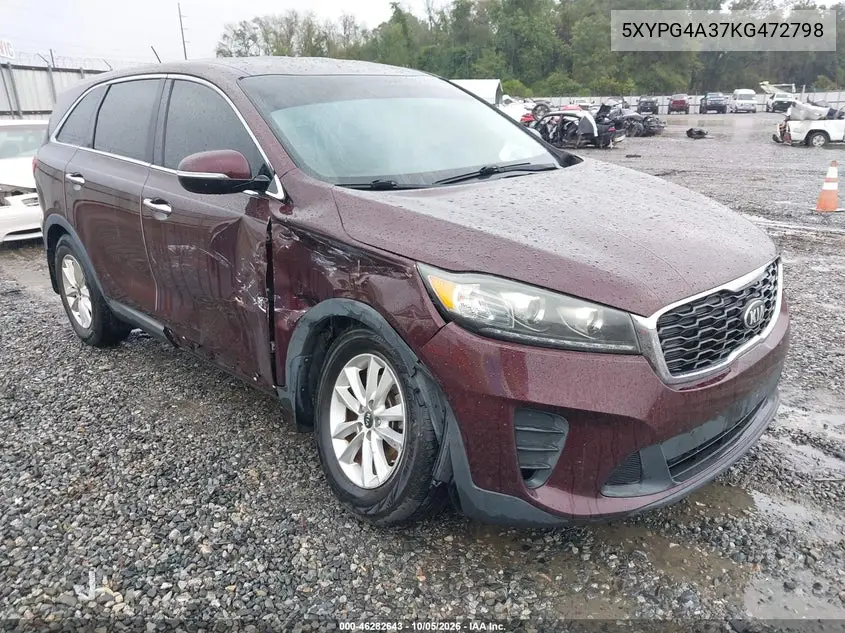 KIA SORENTO 2019, VIN 5XYPG4A37KG472798