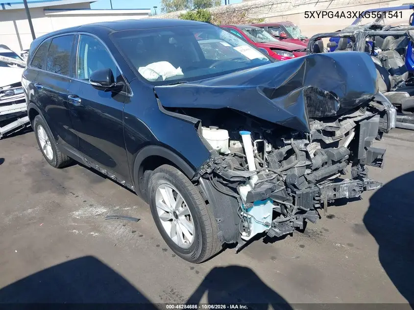 KIA SORENTO 2019, VIN 5XYPG4A3XKG561541