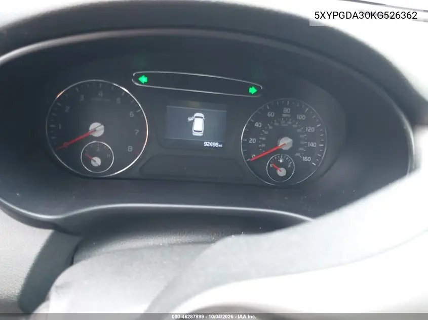 KIA SORENTO 2019, VIN 5XYPGDA30KG526362