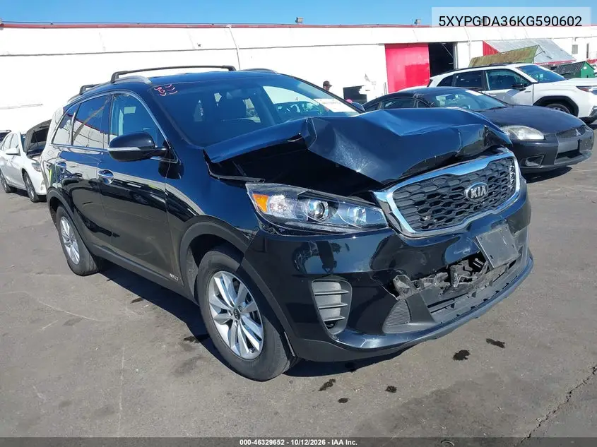 KIA SORENTO 2019, VIN 5XYPGDA36KG590602