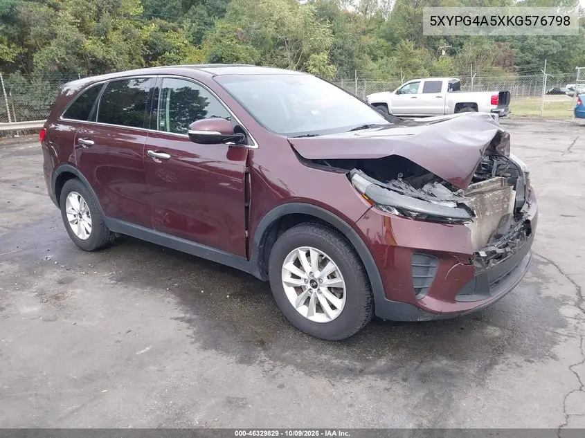 KIA SORENTO 2019, VIN 5XYPG4A5XKG576798