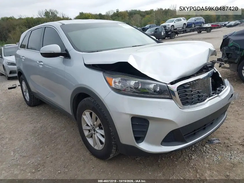 KIA SORENTO 2019, VIN 5XYPGDA59KG487420
