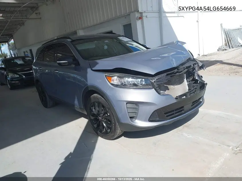 KIA SORENTO 2020, VIN 5XYPG4A54LG654669