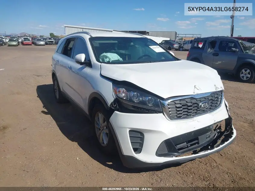 KIA SORENTO 2020, VIN 5XYPG4A33LG658274