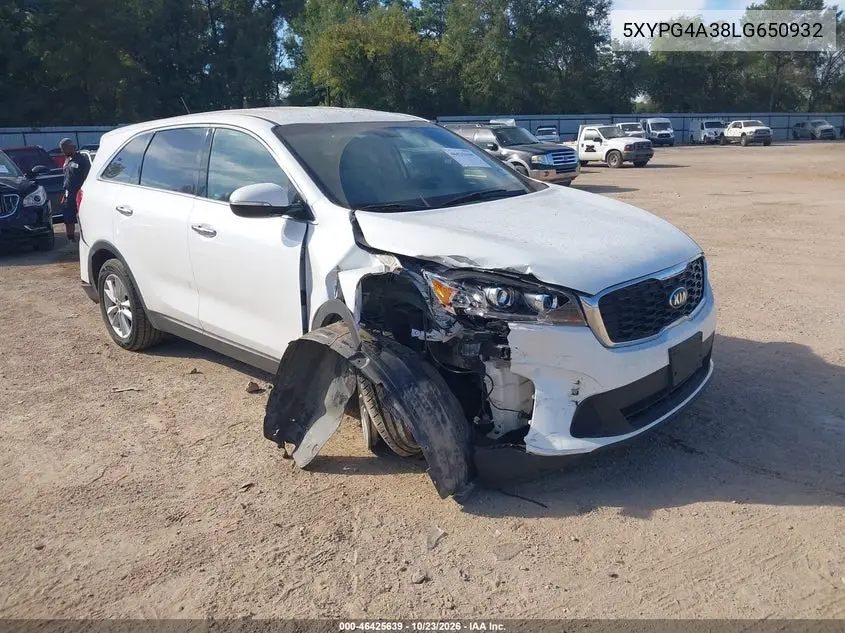 KIA SORENTO 2020, VIN 5XYPG4A38LG650932