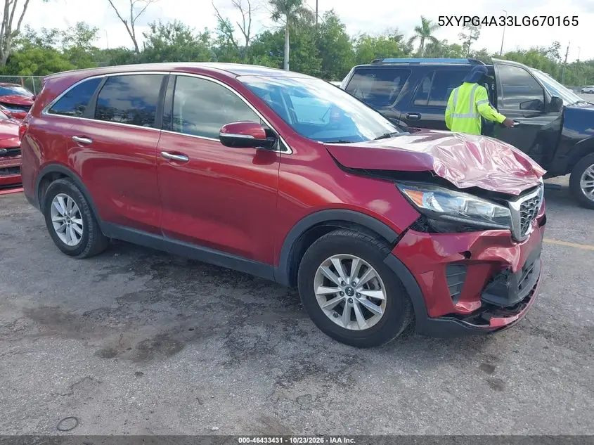 KIA SORENTO 2020, VIN 5XYPG4A33LG670165