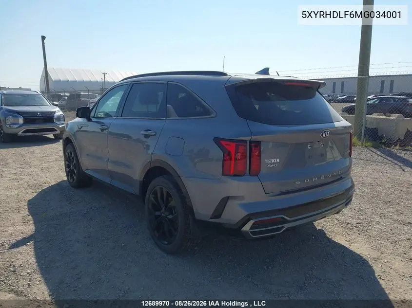2021 KIA SORENTO VIN 5XYRHDLF6MG034001 — фото 3