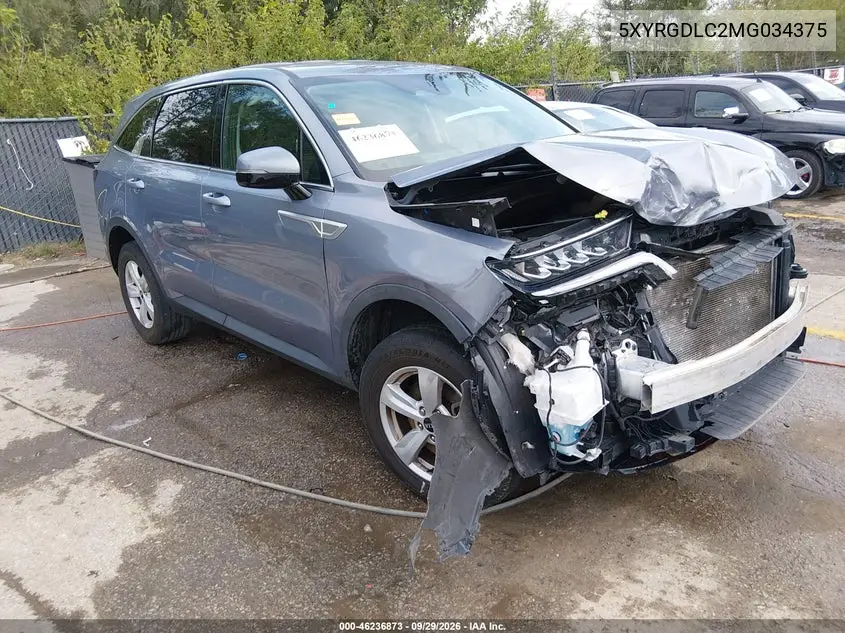 KIA SORENTO 2021, VIN 5XYRGDLC2MG034375
