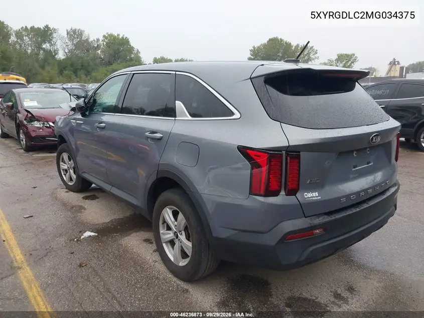 2021 KIA SORENTO VIN 5XYRGDLC2MG034375 — фото 3