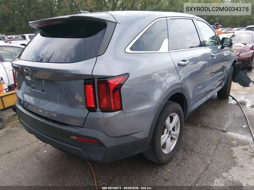 2021 KIA SORENTO VIN 5XYRGDLC2MG034375 — фото 4