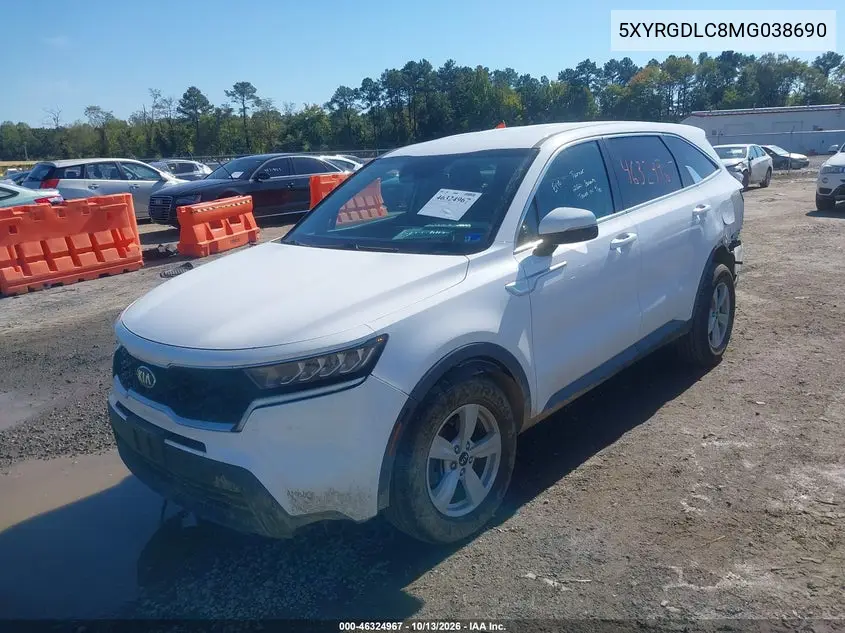 2021 KIA SORENTO VIN 5XYRGDLC8MG038690 — фото 2