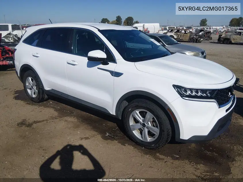 KIA SORENTO 2021, VIN 5XYRG4LC2MG017365