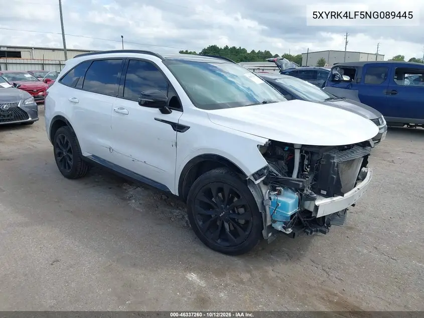 KIA SORENTO 2022, VIN 5XYRK4LF5NG089445