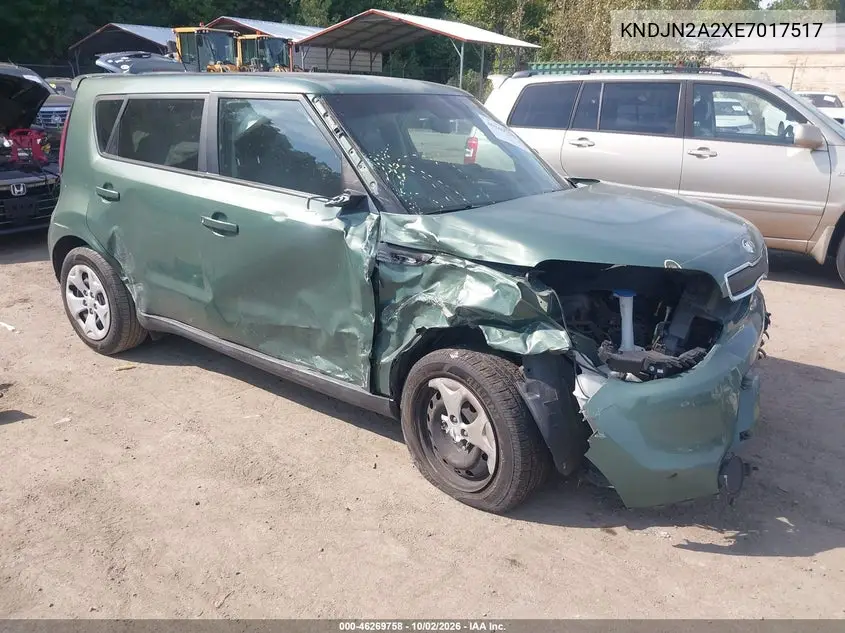 KIA SOUL 2014, VIN KNDJN2A2XE7017517