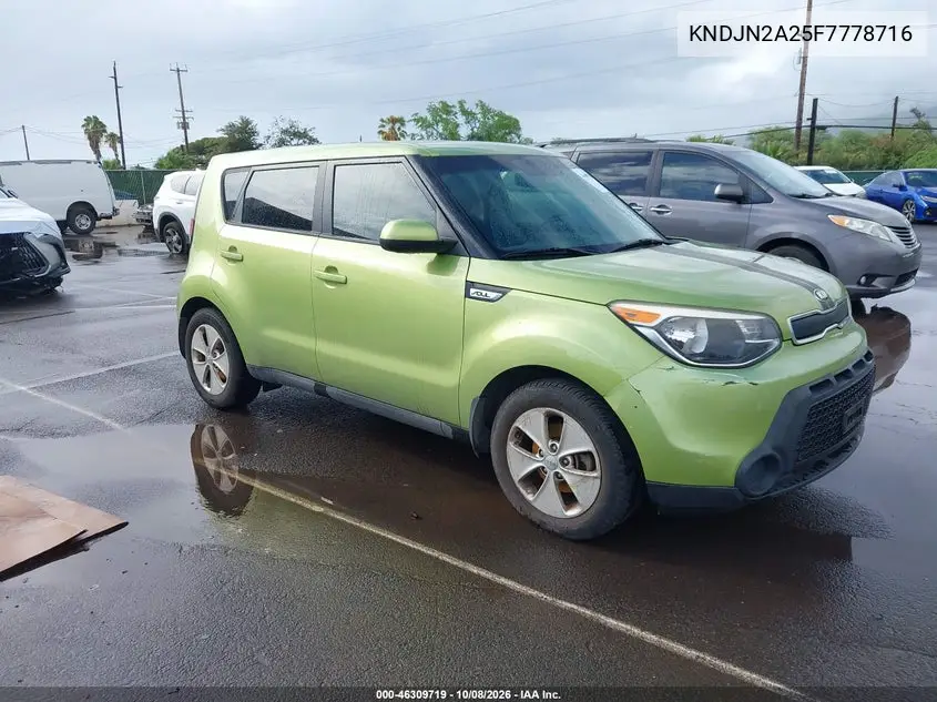 KIA SOUL 2015, VIN KNDJN2A25F7778716