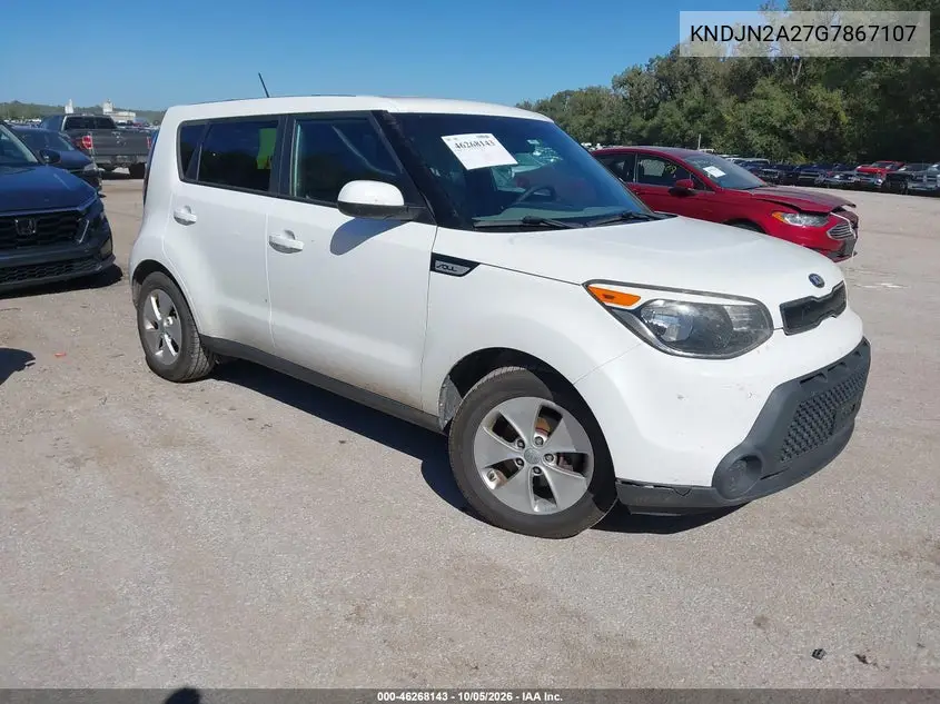 KIA SOUL 2016, VIN KNDJN2A27G7867107