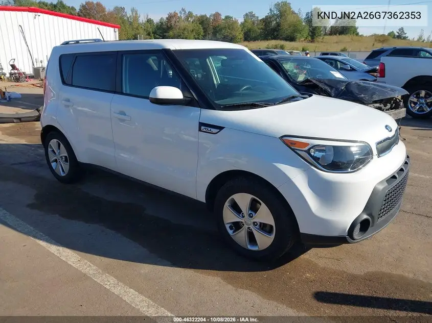 KIA SOUL 2016, VIN KNDJN2A26G7362353