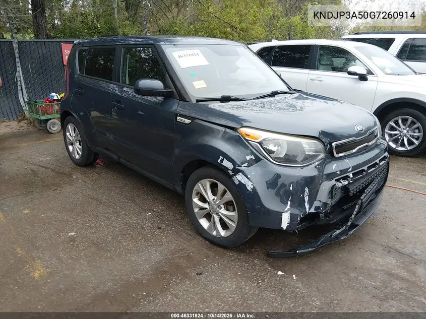 KIA SOUL 2016, VIN KNDJP3A50G7260914