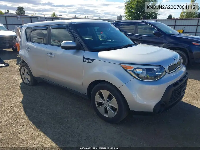 KIA SOUL 2016, VIN KNDJN2A22G7864115