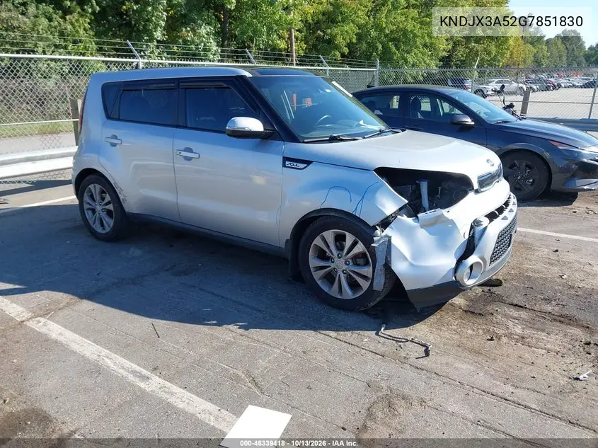 KIA SOUL 2016, VIN KNDJX3A52G7851830