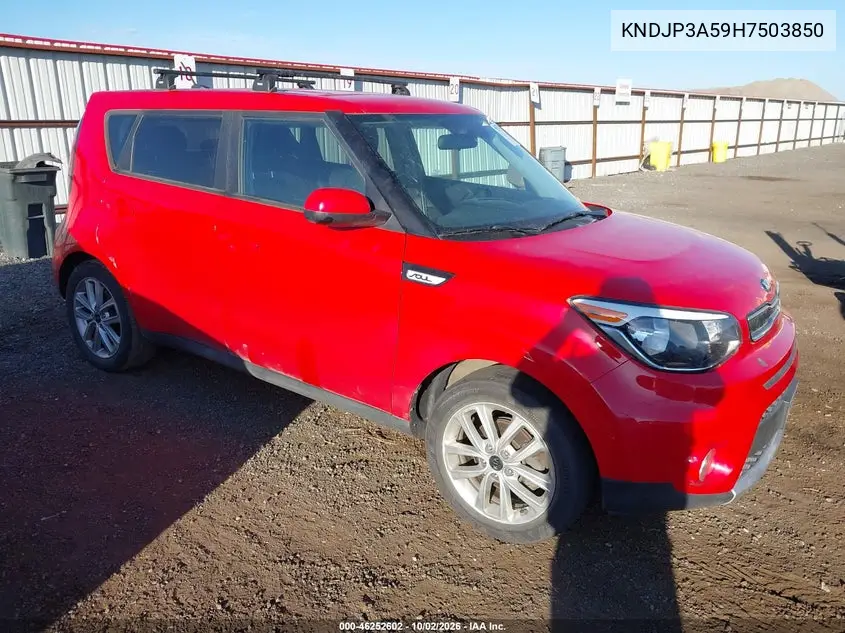 KIA SOUL 2017, VIN KNDJP3A59H7503850
