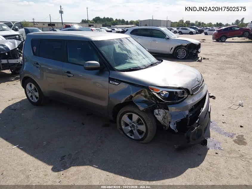 KIA SOUL 2017, VIN KNDJN2A20H7502575