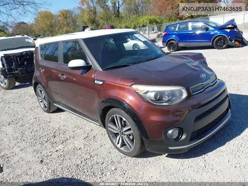 KIA SOUL 2017, VIN KNDJP3A51H7463635
