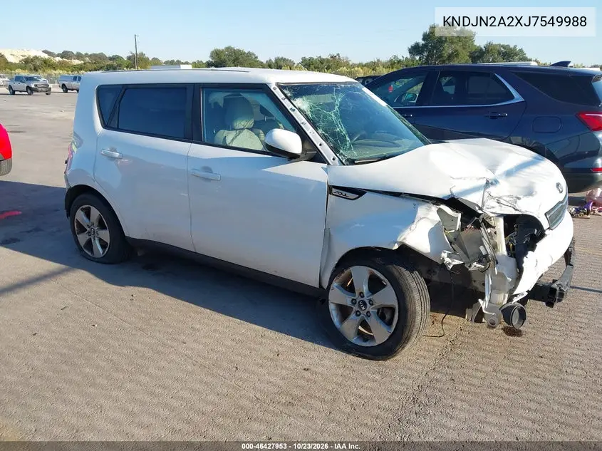 KIA SOUL 2018, VIN KNDJN2A2XJ7549988