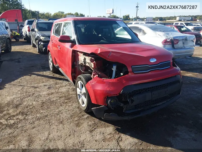 KIA SOUL 2019, VIN KNDJN2A2XK7687287