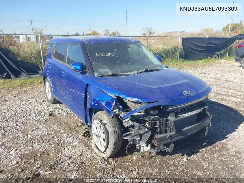 KIA SOUL 2020, VIN KNDJ33AU6L7093309