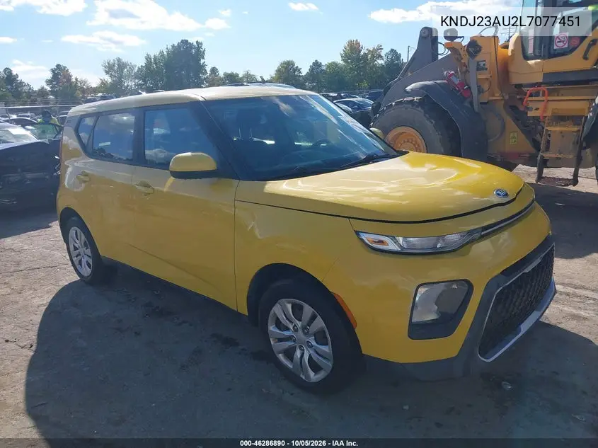 KIA SOUL 2020, VIN KNDJ23AU2L7077451