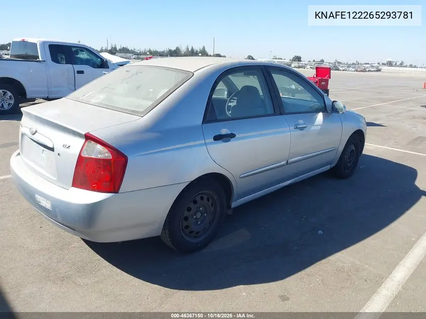 2006 KIA SPECTRA VIN KNAFE122265293781 — фото 4