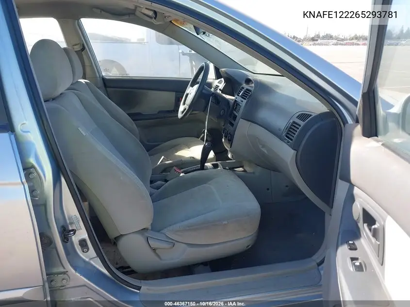 2006 KIA SPECTRA VIN KNAFE122265293781 — фото 5