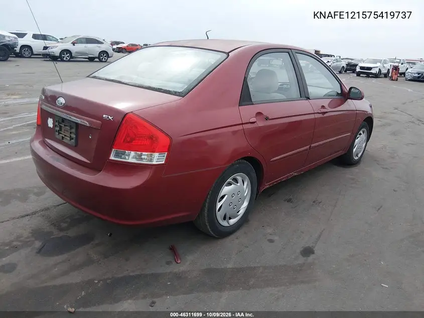 2007 KIA SPECTRA VIN KNAFE121575419737 — фото 4