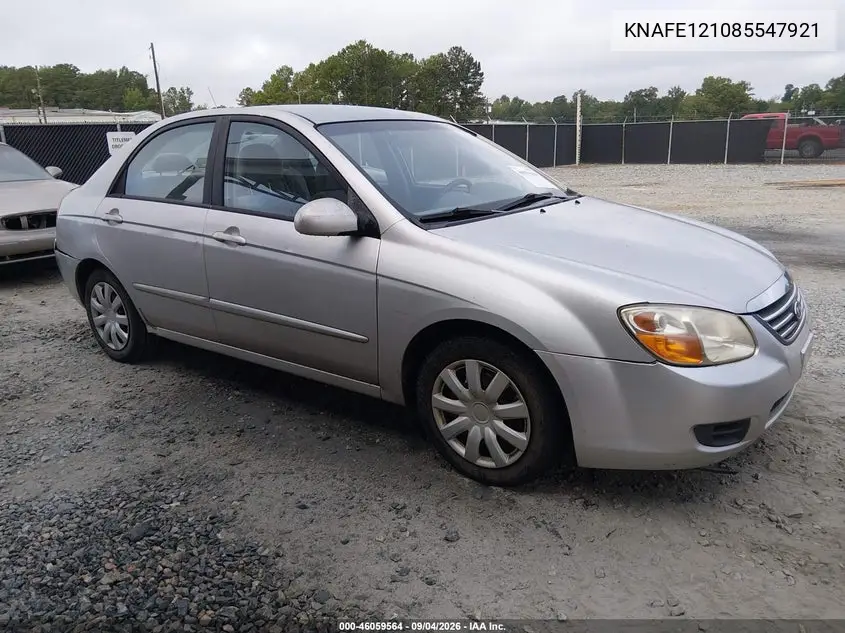 KIA SPECTRA 2008, VIN KNAFE121085547921