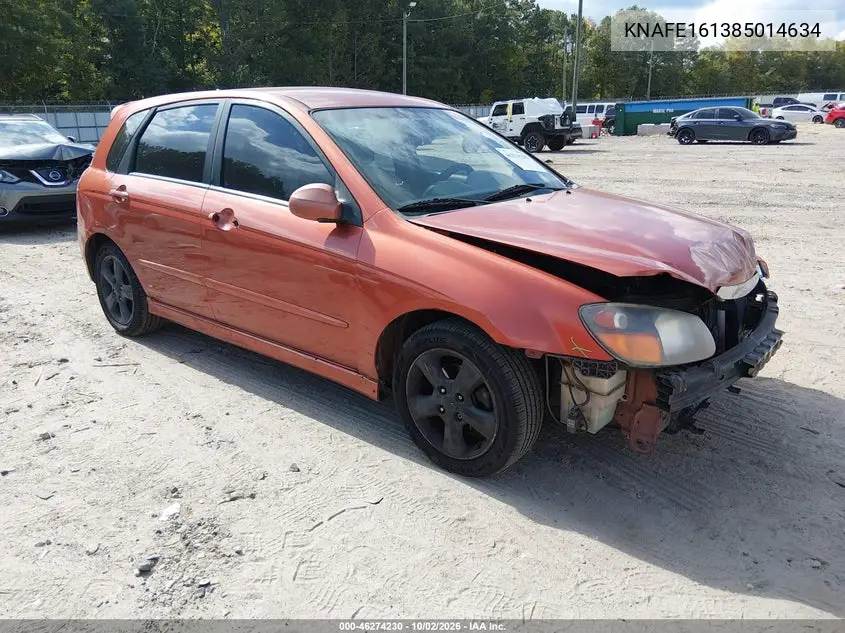 KIA SPECTRA 2008, VIN KNAFE161385014634