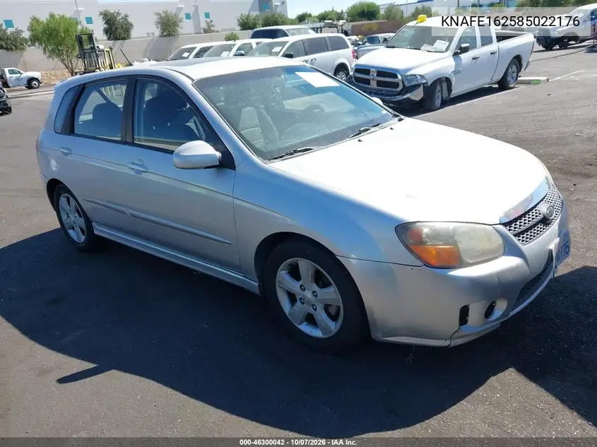 KIA SPECTRA 2008, VIN KNAFE162585022176
