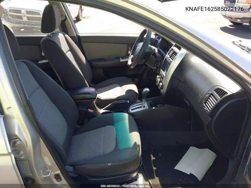2008 KIA SPECTRA VIN KNAFE162585022176 — фото 5