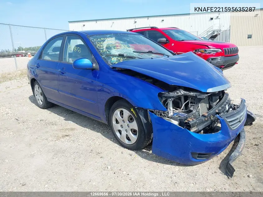 KIA SPECTRA 2009, VIN KNAFE221595635287