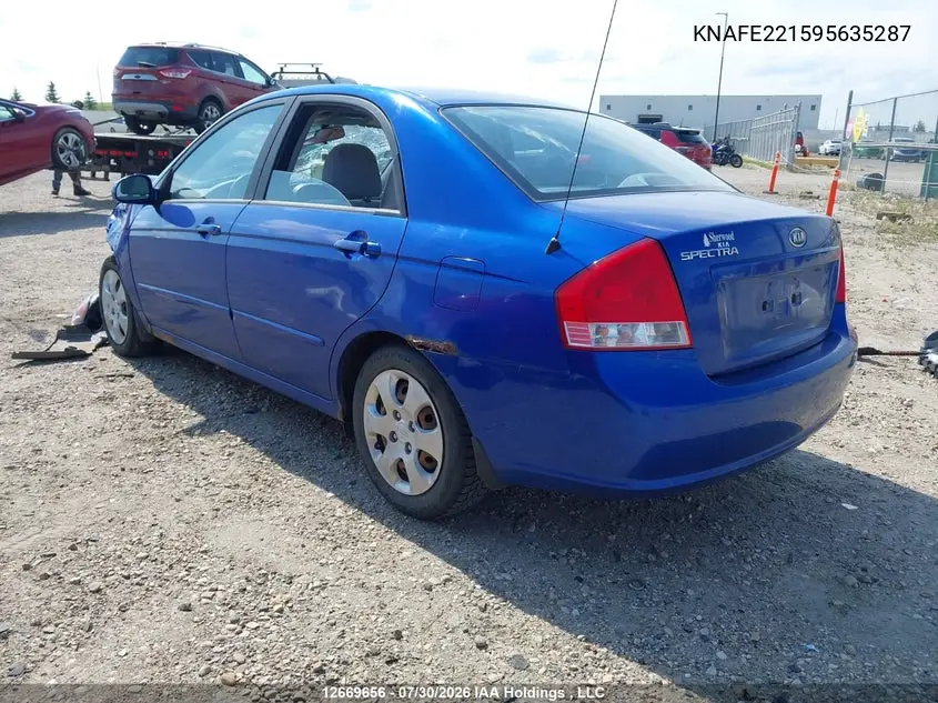 2009 KIA SPECTRA VIN KNAFE221595635287 — фото 3